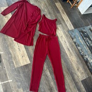 Burgundy, three-piece outfit